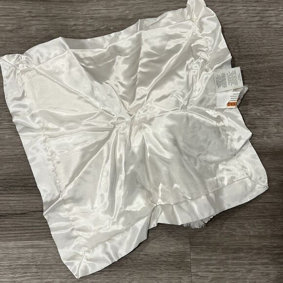 White Bunny Rabbit Security Blanket Baby Lovey Neutral Cloud Island Satin Edge - Picture 4 of 5